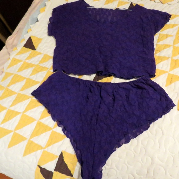 Empire Intimates Purple Lace Top/Bottoms 2 pc Lingerie 2X - Picture 1 of 4